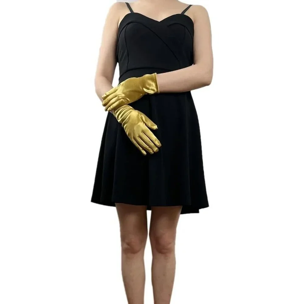 Women's Evening Green Short Satin Lace Gloves Gothic Choker Necklace design